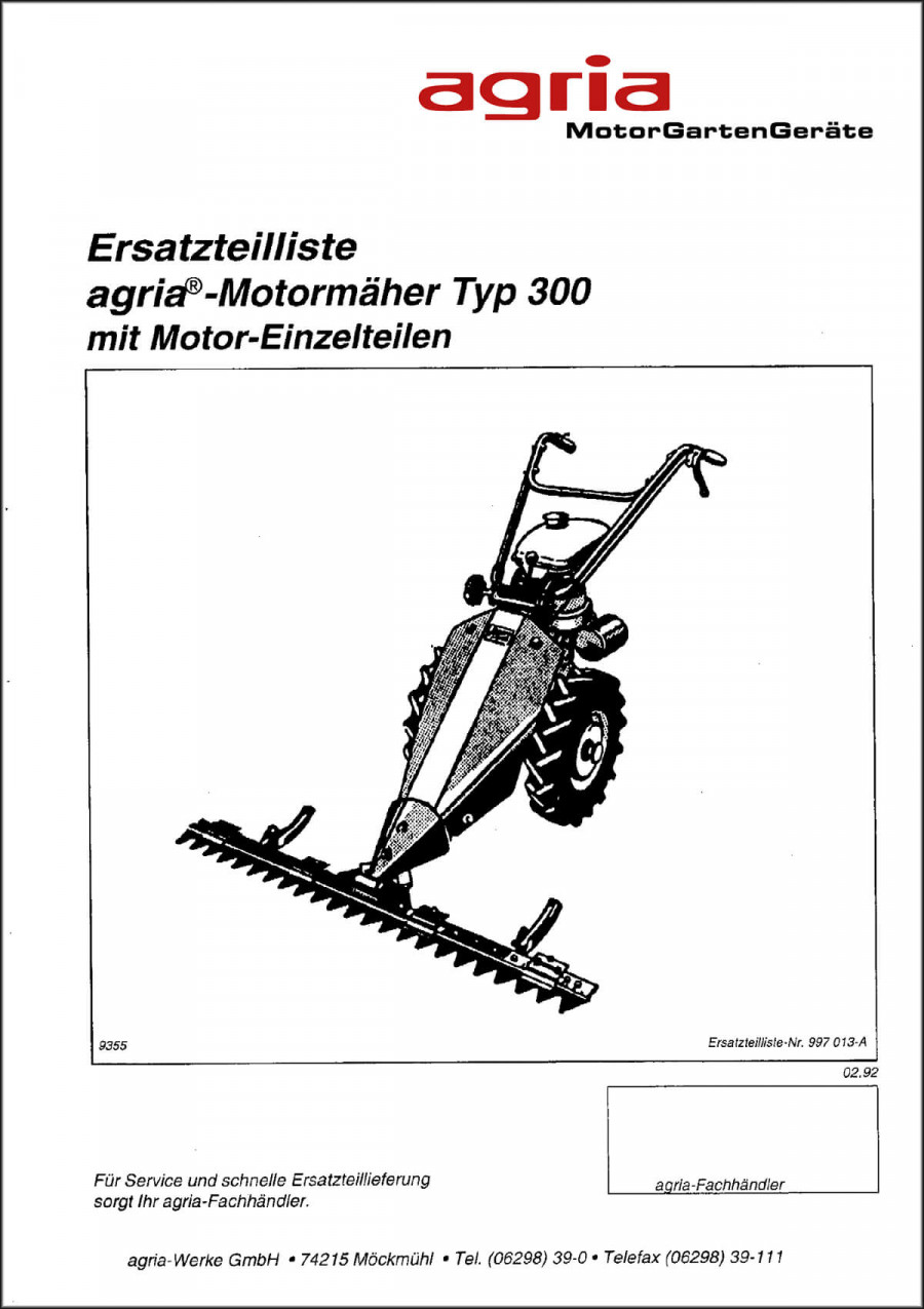 Agria 300 Ersatzteilkatalog