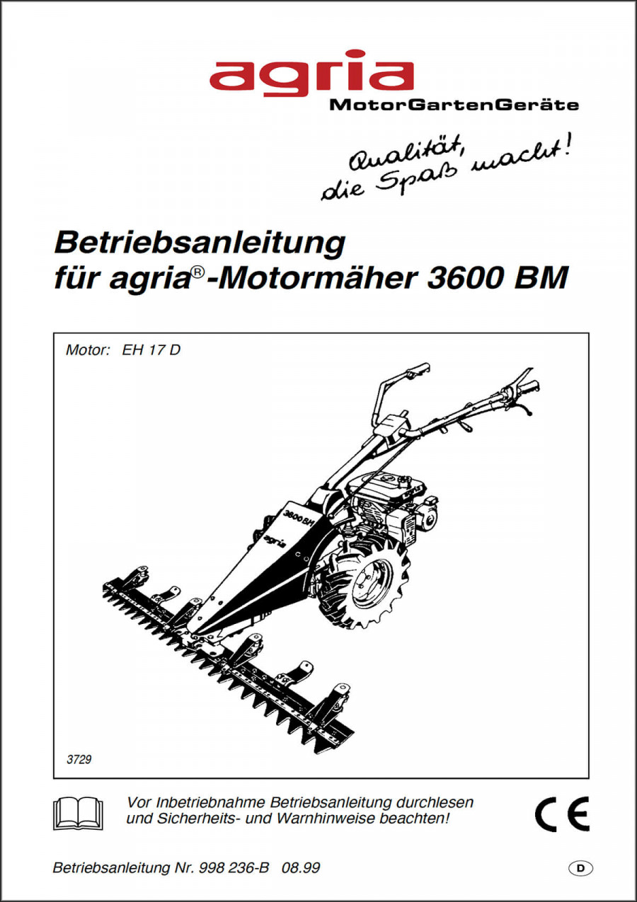 Agria 3600 BM Betriebsanleitung