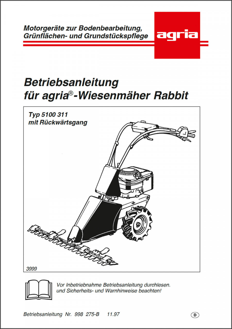 Agria 5100 311 Rabbit Betriebsanleitung