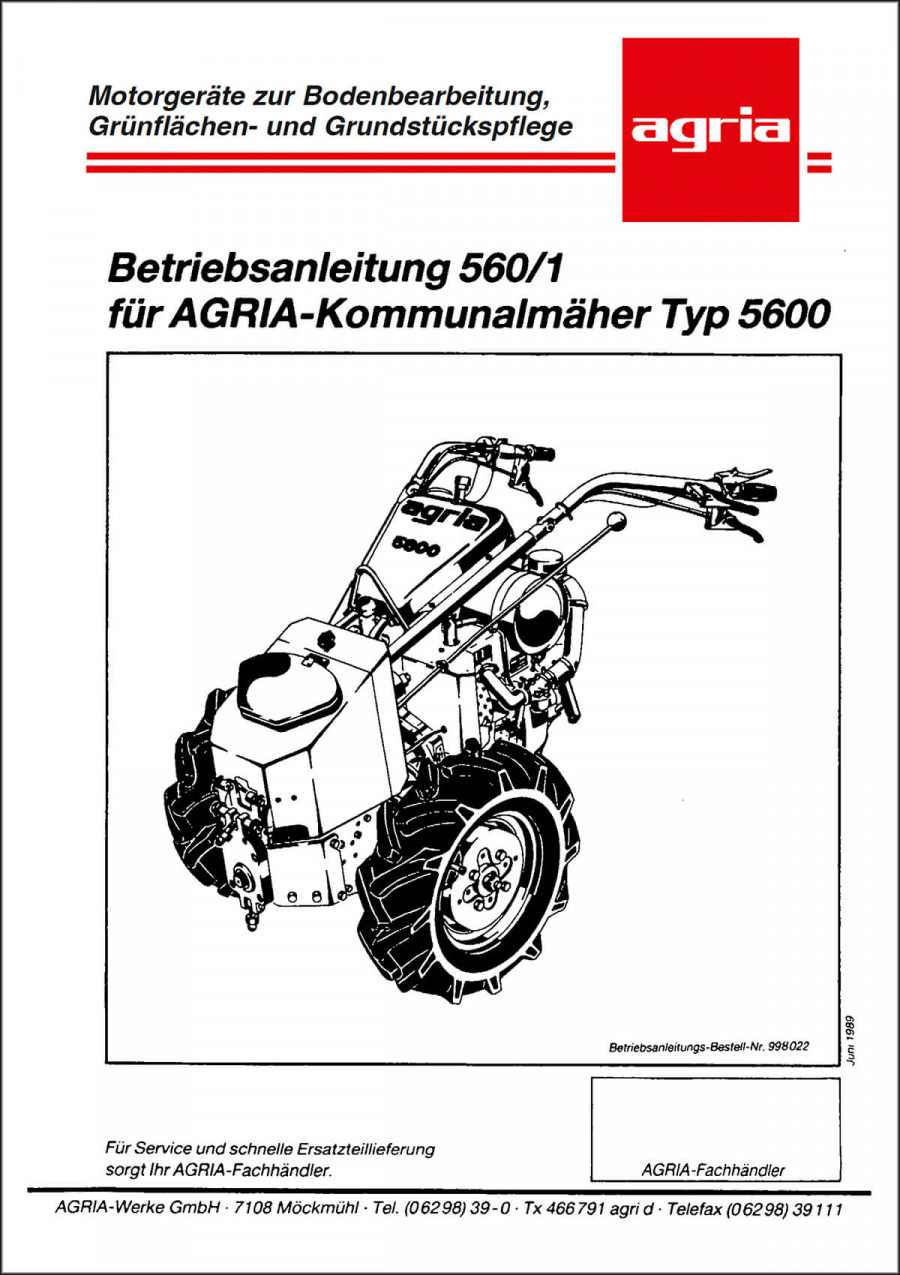 Agria 5600 Betriebsanleitung