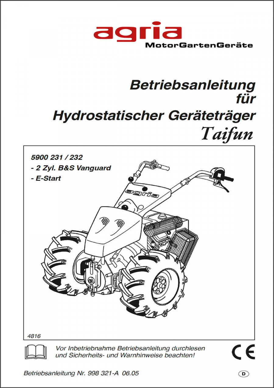 Agria 5900 231 und 5900 232 Taifun Betriebsanleitung