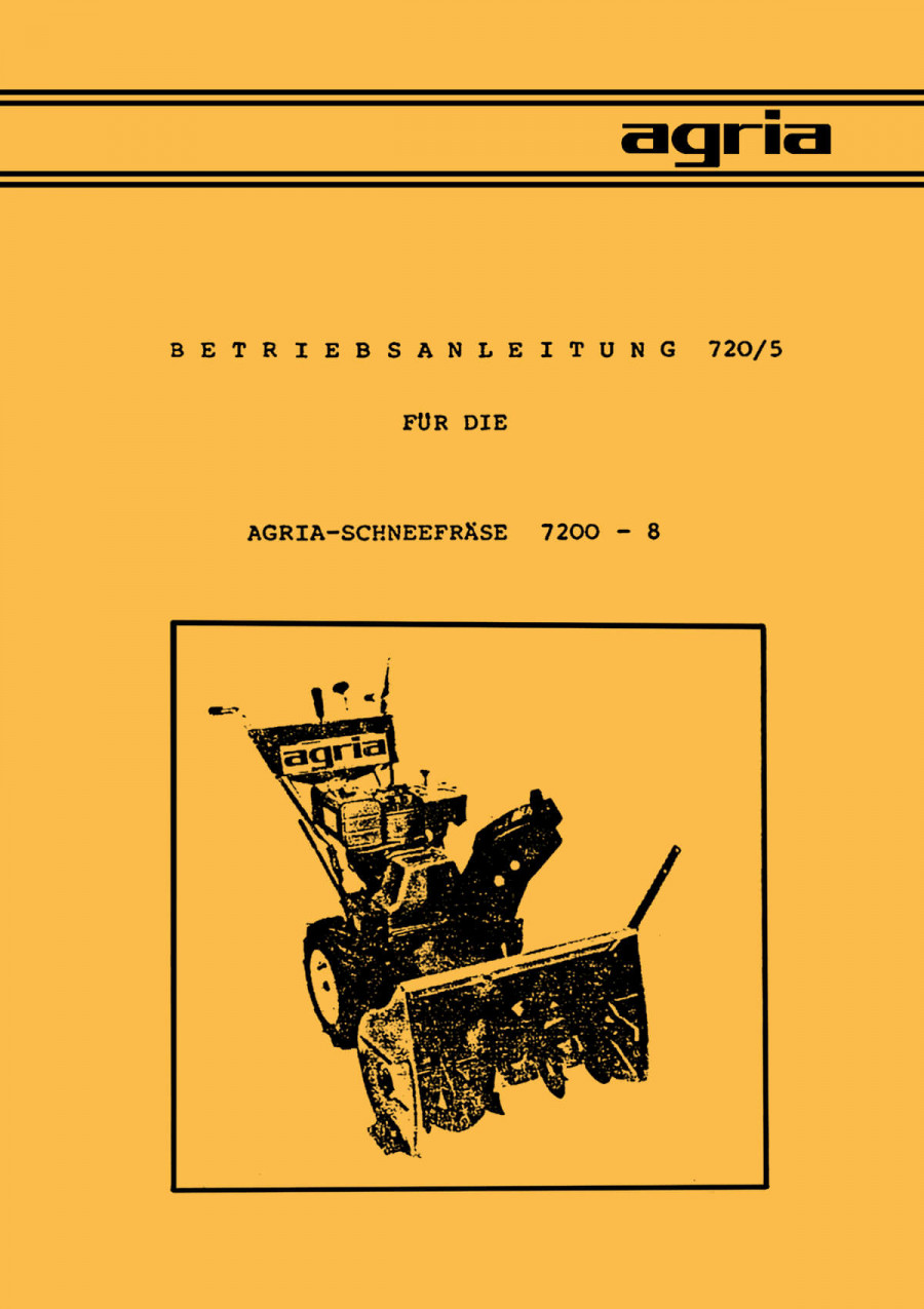 Agria 7200-8 Betriebsanleitung
