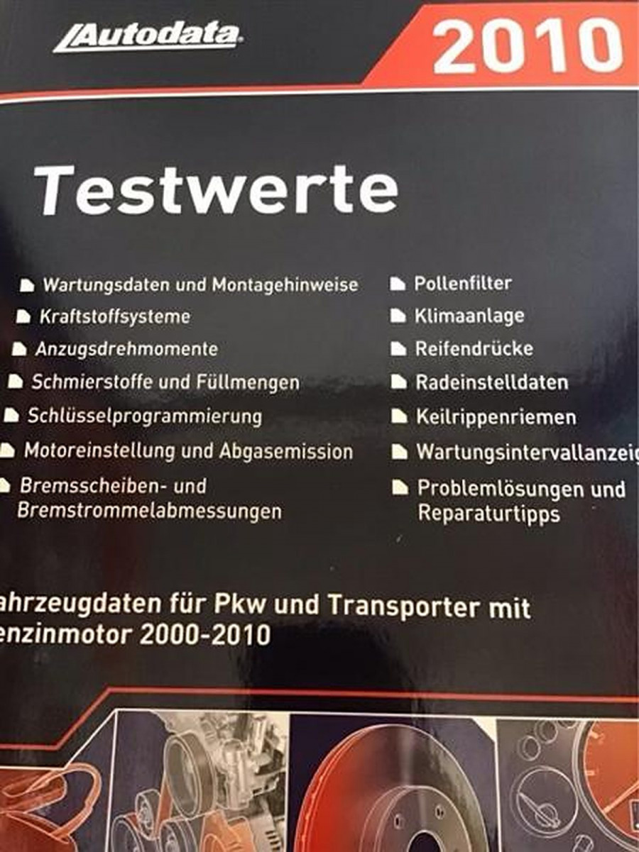 Autodata Testwerte 2010 - Für Benzin PkW und Transporter von 2000-2010