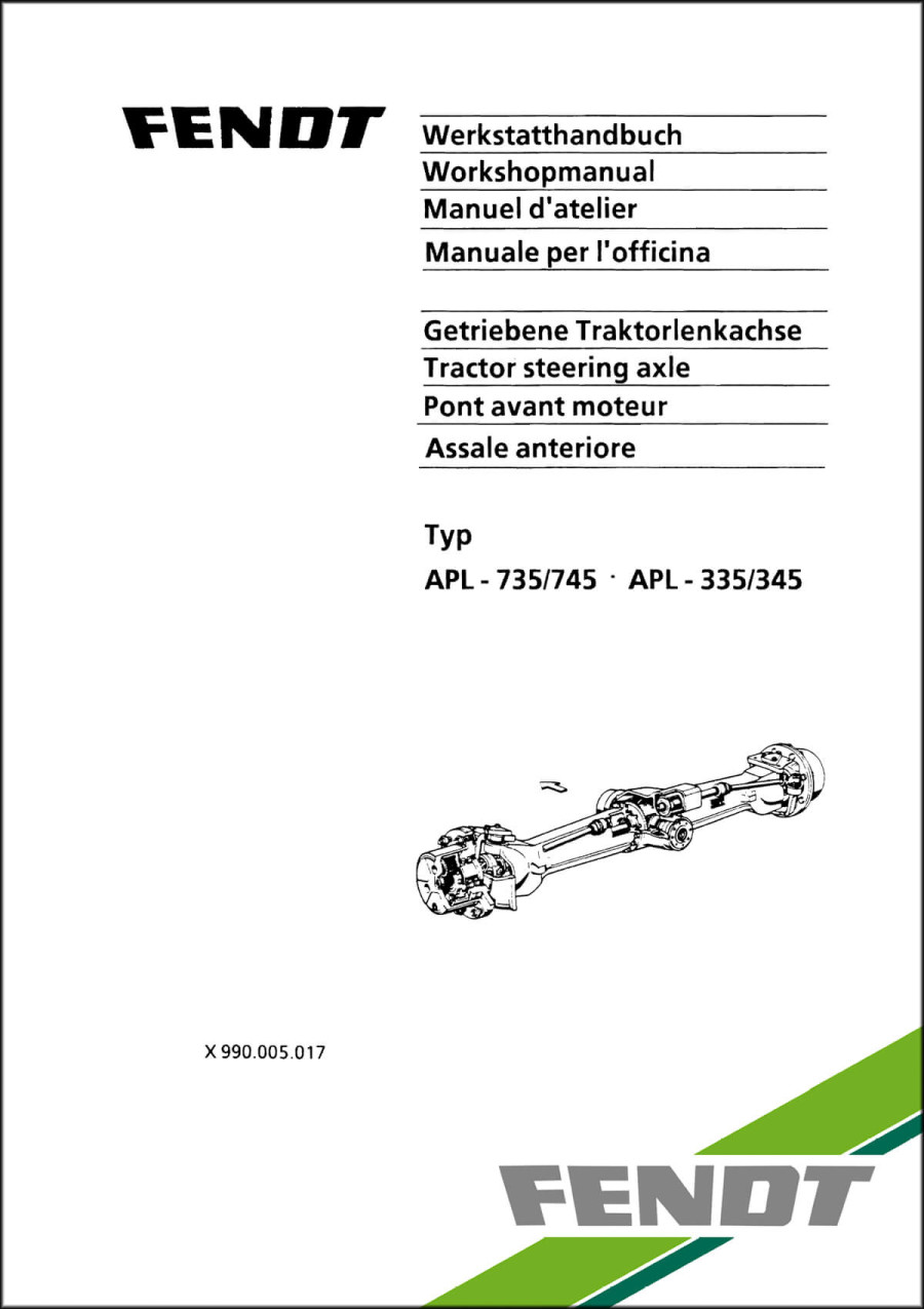 Fendt ZF Achse APL 735 745 335 345 Werkstatthandbuch