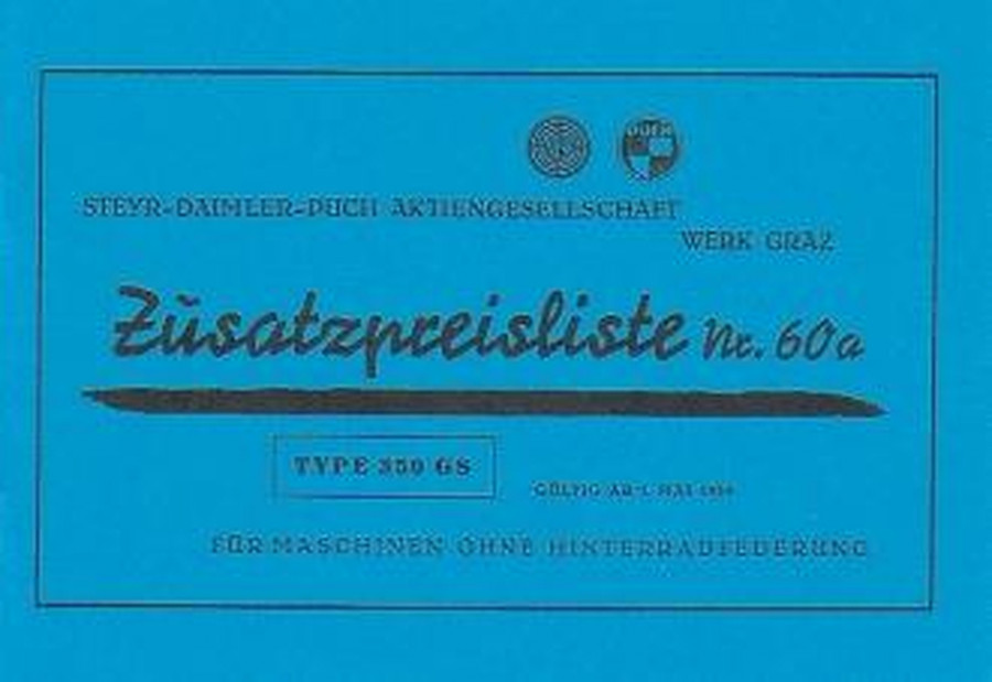 Puch Motorrad Type 350 GS, Zusatz-Preisliste