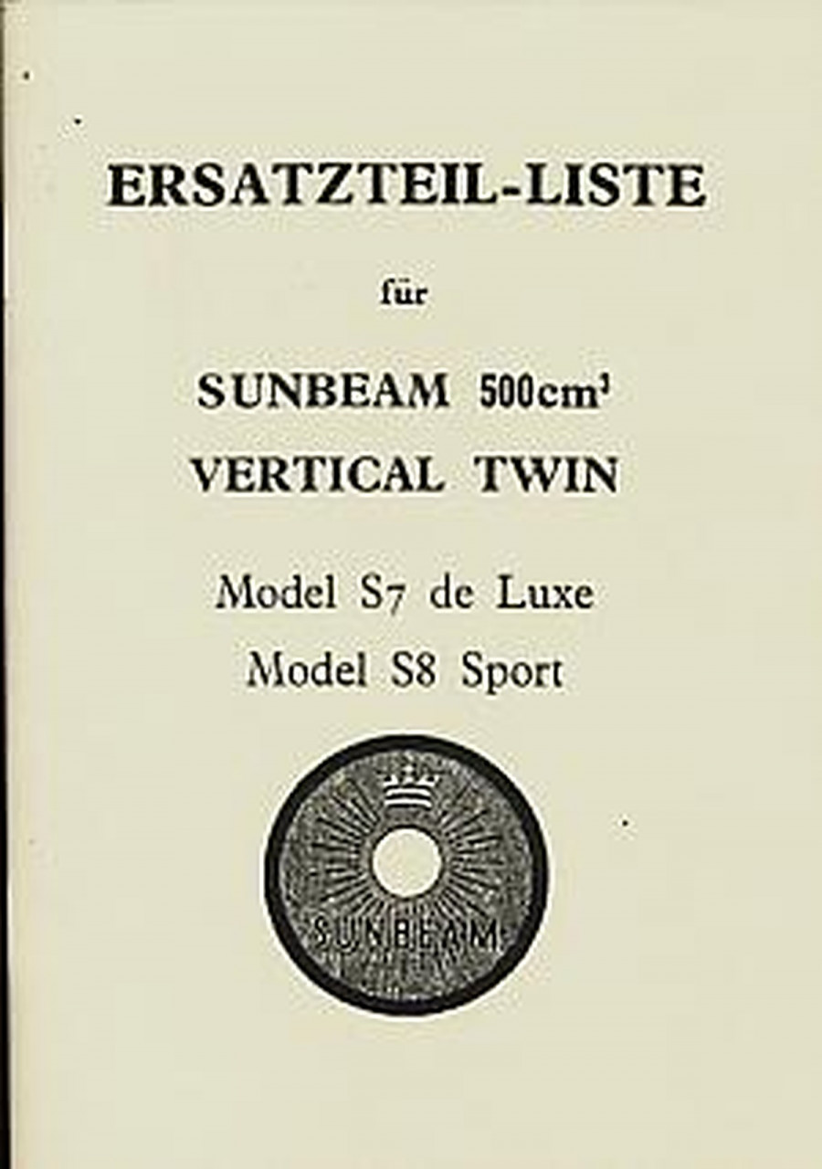 Sunbeam 500 ccm S7 und S8 Modelle Ersatzteilkatalog