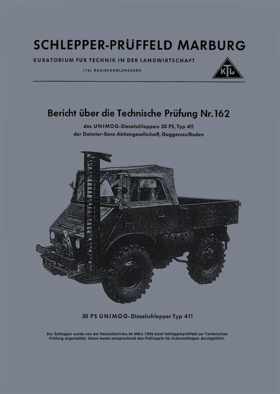 Unimog Typ 411 Prüfbericht