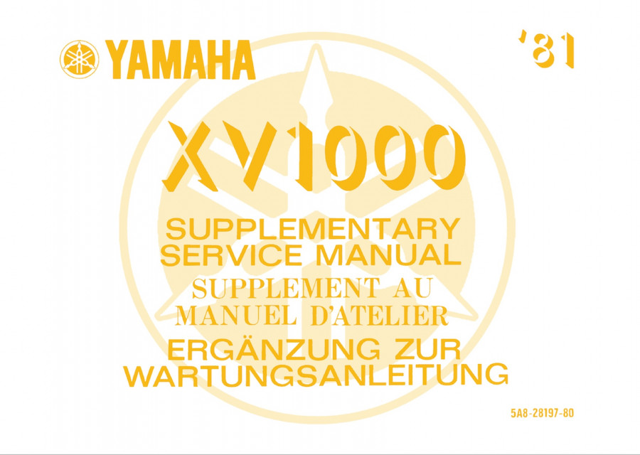 Yamaha XV1000 Ergänzung zur Wartungsanleitung