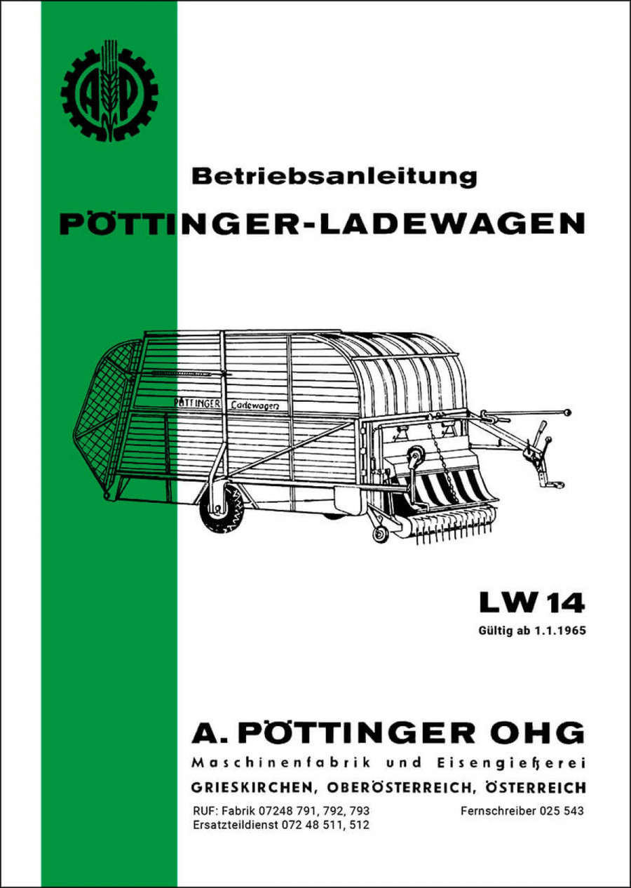 Pöttinger Ladewagen LW 14 Betriebsanleitung