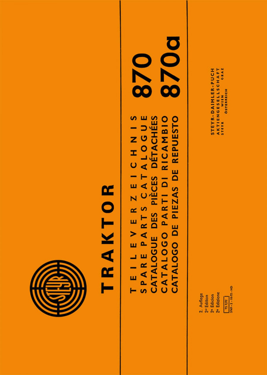 Steyr 870 und 870a Traktor Ersatzteilkatalog