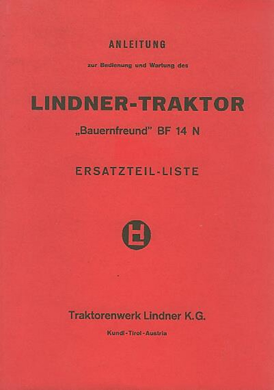 Lindner BF14N Betriebsanleitung und Ersatzteilkatalog