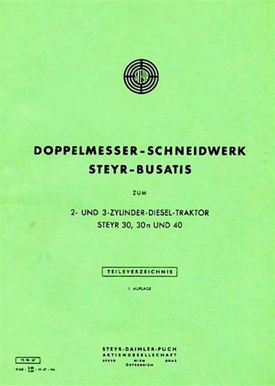 Steyr 30 30n 40 Busatis Doppelmesser-Schneidwerk Ersatzteilkatalog