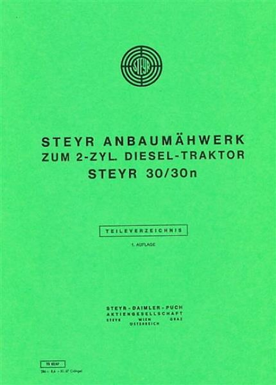 Steyr 30 und 30n Anbaumähwerk Ersatzteilkatalog