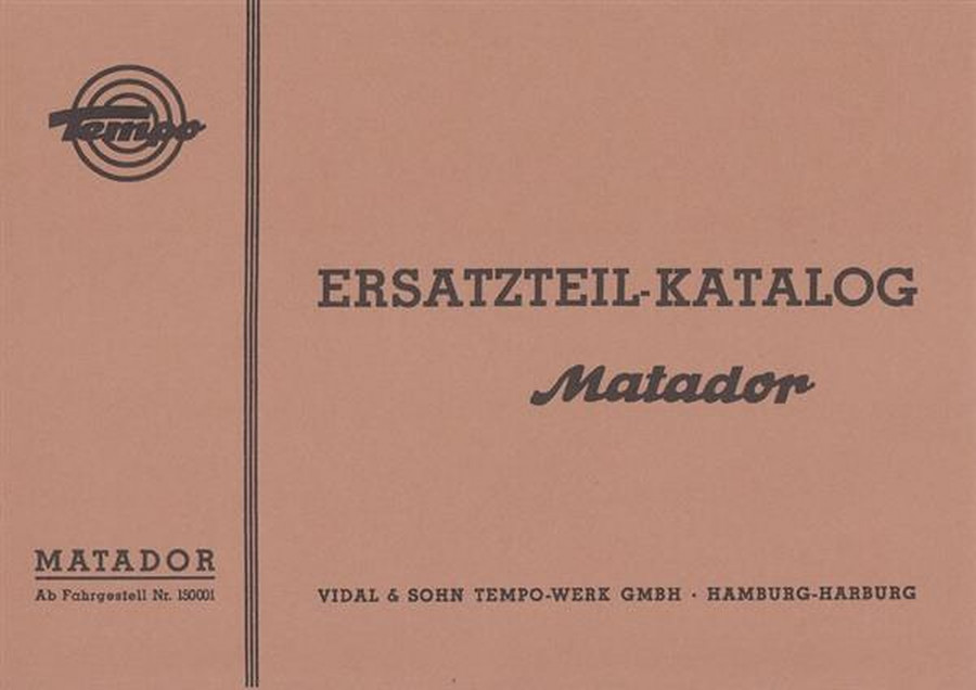 Tempo Matador, Ersatzteil-Katalog