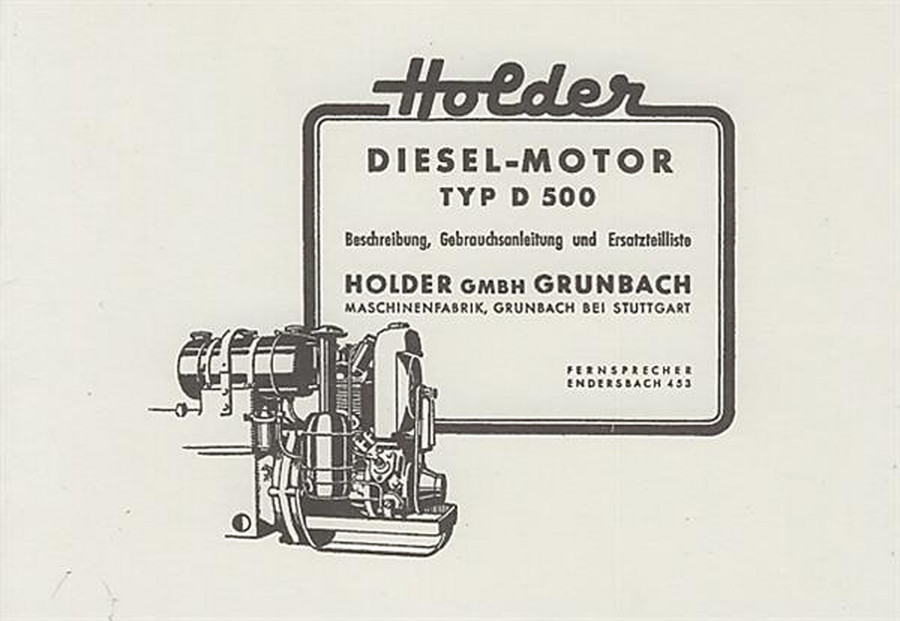 Holder Motor D 500, Betriebsanleitung und Ersatzteilkatalog