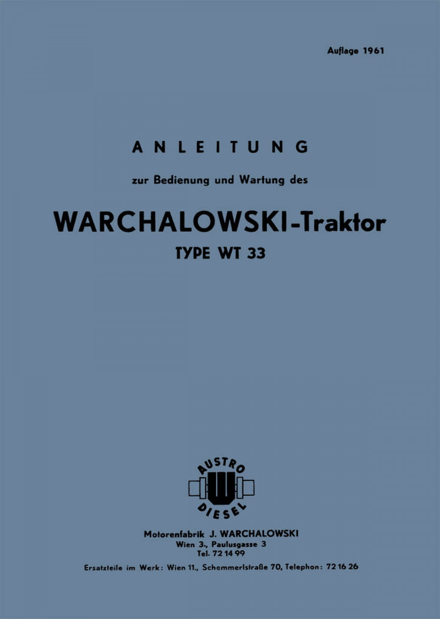 Warchalowski WT33 Bedienung und Erstazteilkatalog