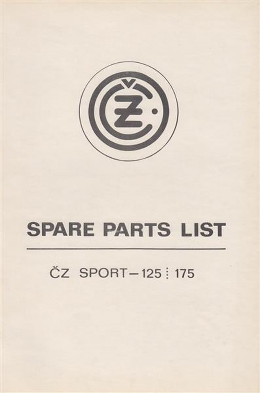 CZ 125/175 Sport, Typ 476/477, Spare parts list