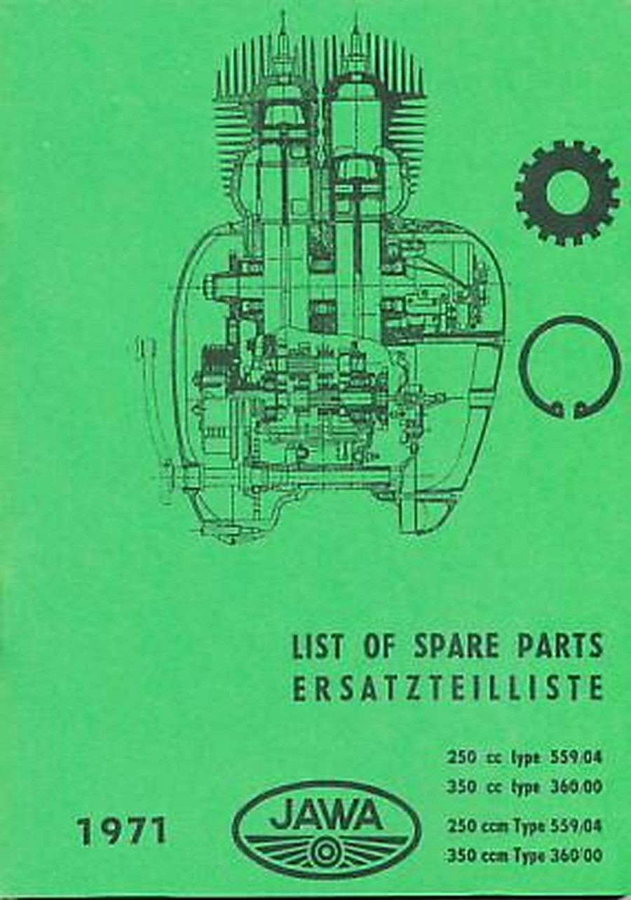 Jawa 250 und 350, 1- u. 2-Zylinder, für Typen 559/04 u. 360/00, Ersatzteilkatalog
