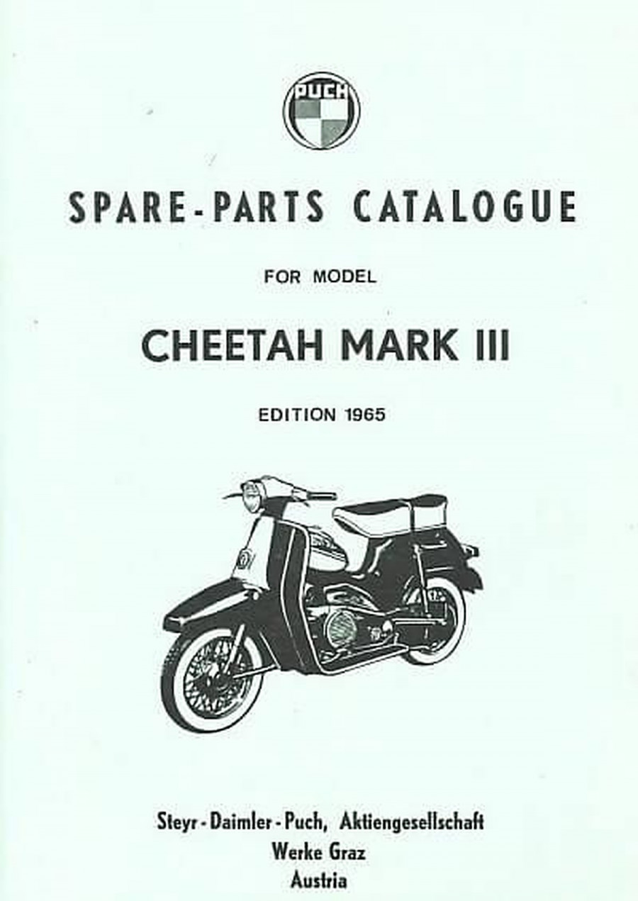 Puch Moped-Scooter, Cheetah Mark III, model DS with R-Fork, Spare-Parts-Catalog