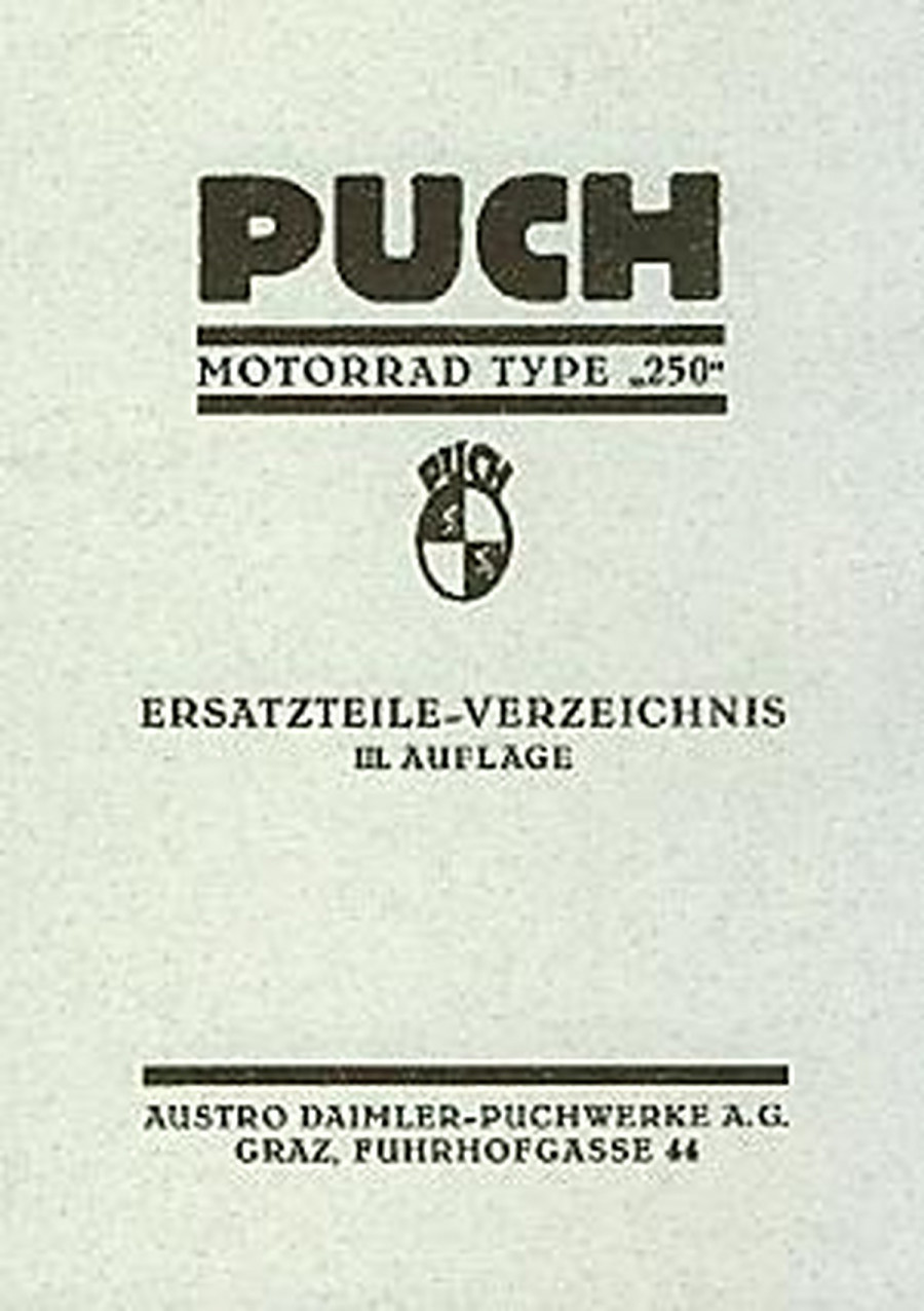 Puch Motorrad, Type 250, Ersatzteilkatalog