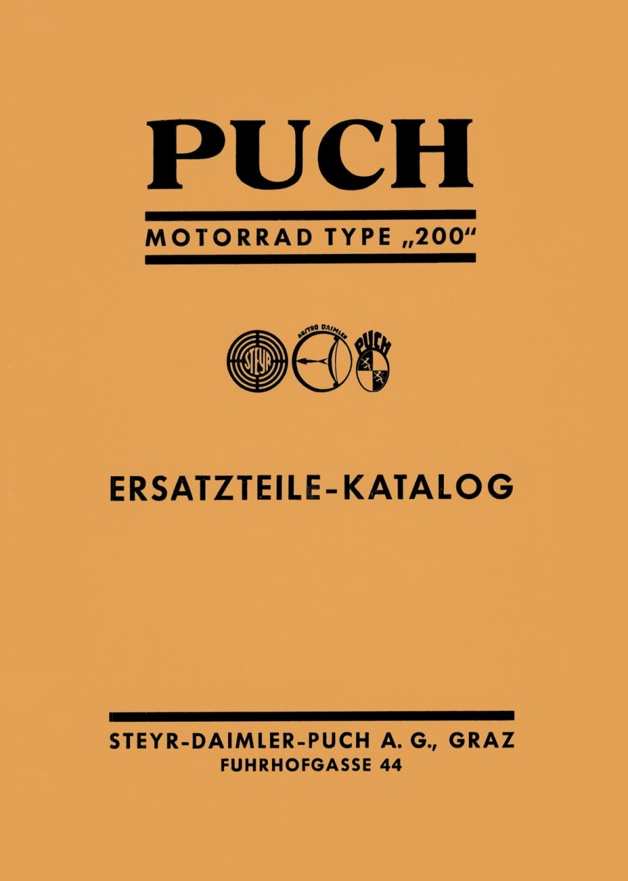 Puch Motorrad Typ 200 mit Pressstahlrahmen, Ersatzteilkatalog