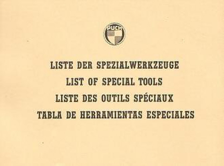 Puch - Liste der Spezialwerkzeuge 1948-1970