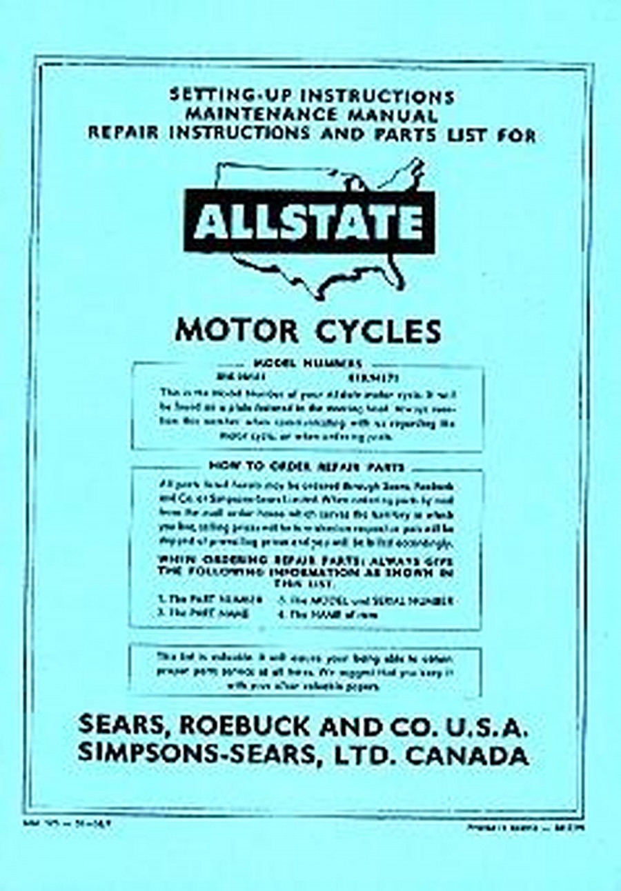 Allstate 175 Standard and De Luxe - Owners Manual, Repair Manual, Spare-parts Catalog