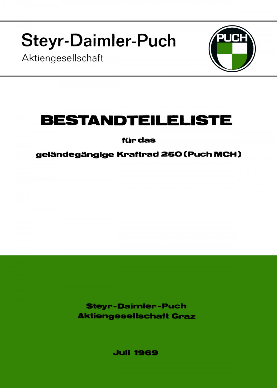 Puch 250 MCH (österreichisches Bundesheer), Ersatzteilkatalog