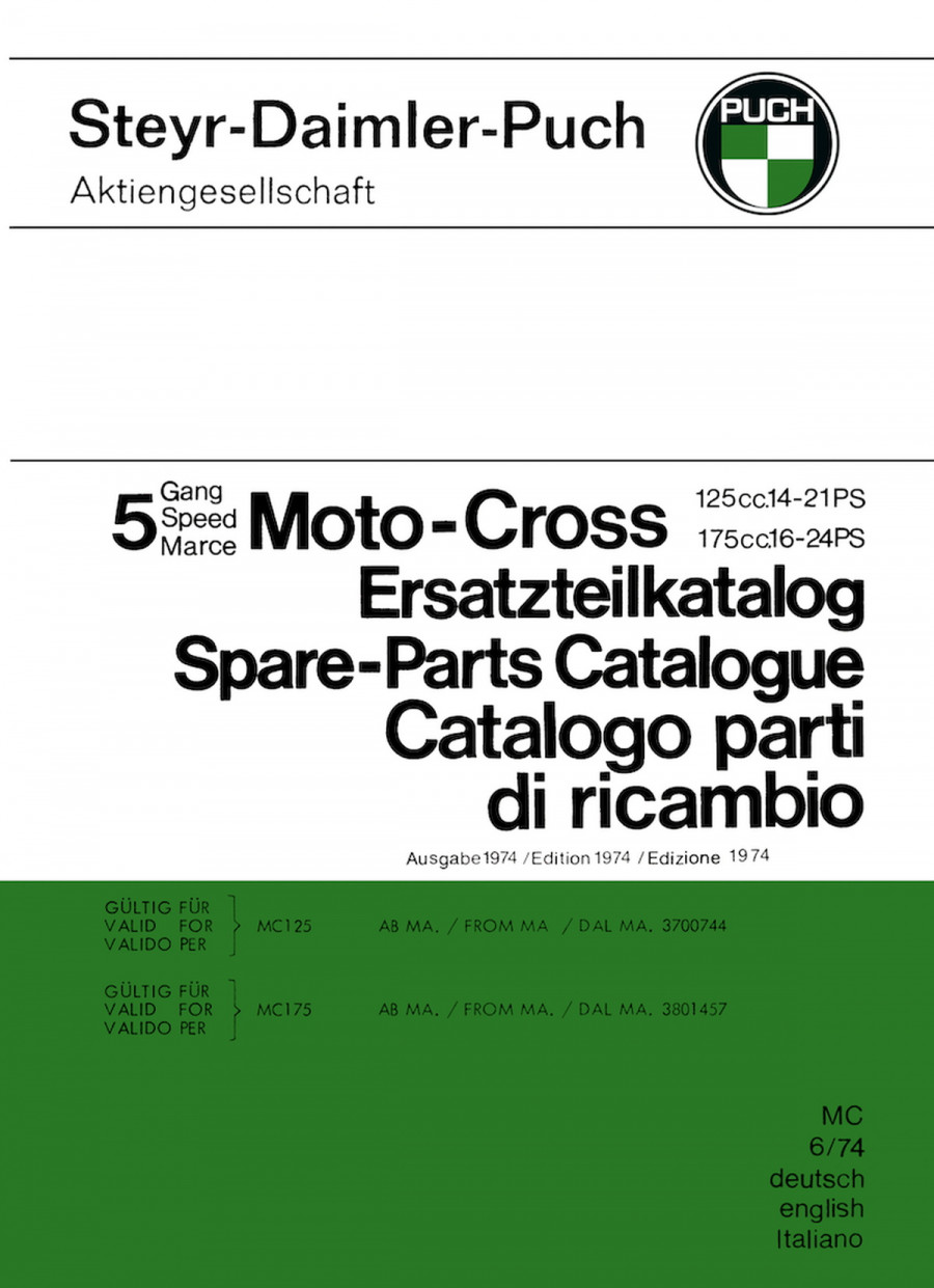 Puch 125 und 175 Moto Cross 1-Kolben, Ersatzteilkatalog