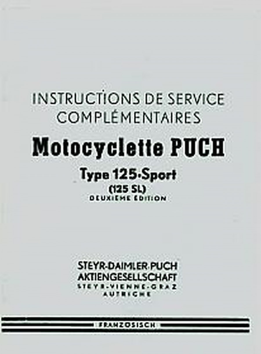 Puch 125-Sport (125 SL) Instructions de Service Complémentaires