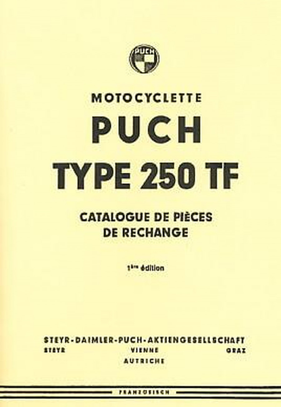 Puch Motocyclette, Type 250 TF, Catalogue de Pieces de Rechange