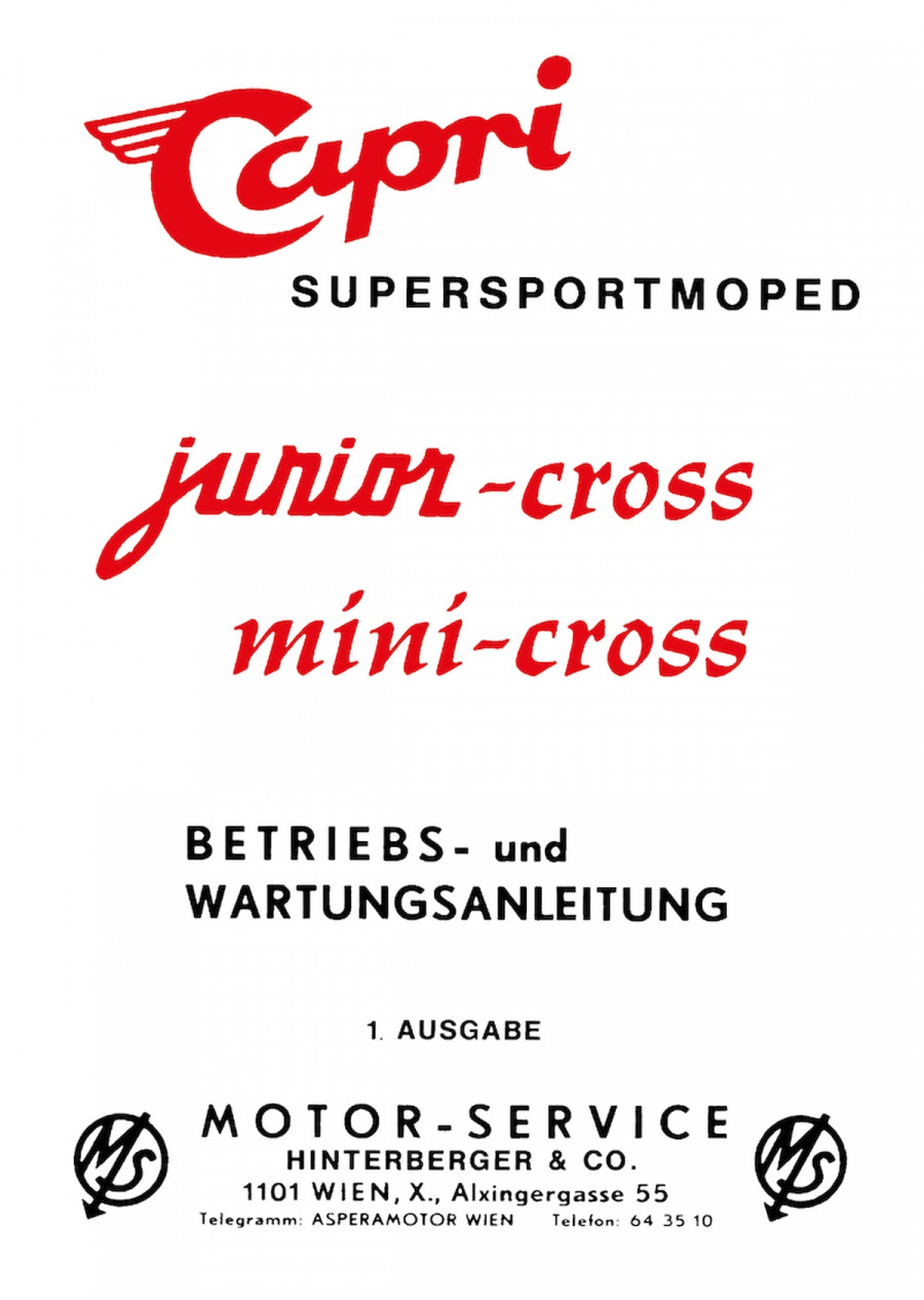 Capri Junior-Cross und Mini-Cross Betriebsanleitung
