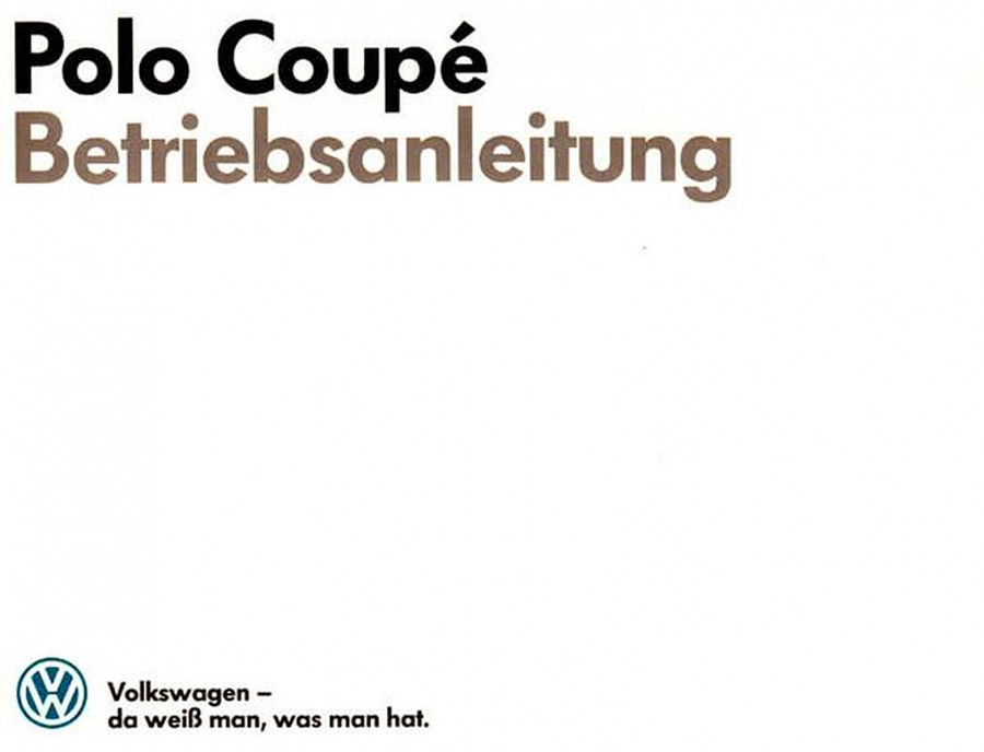 VW Polo Coupé, Betriebsanleitung