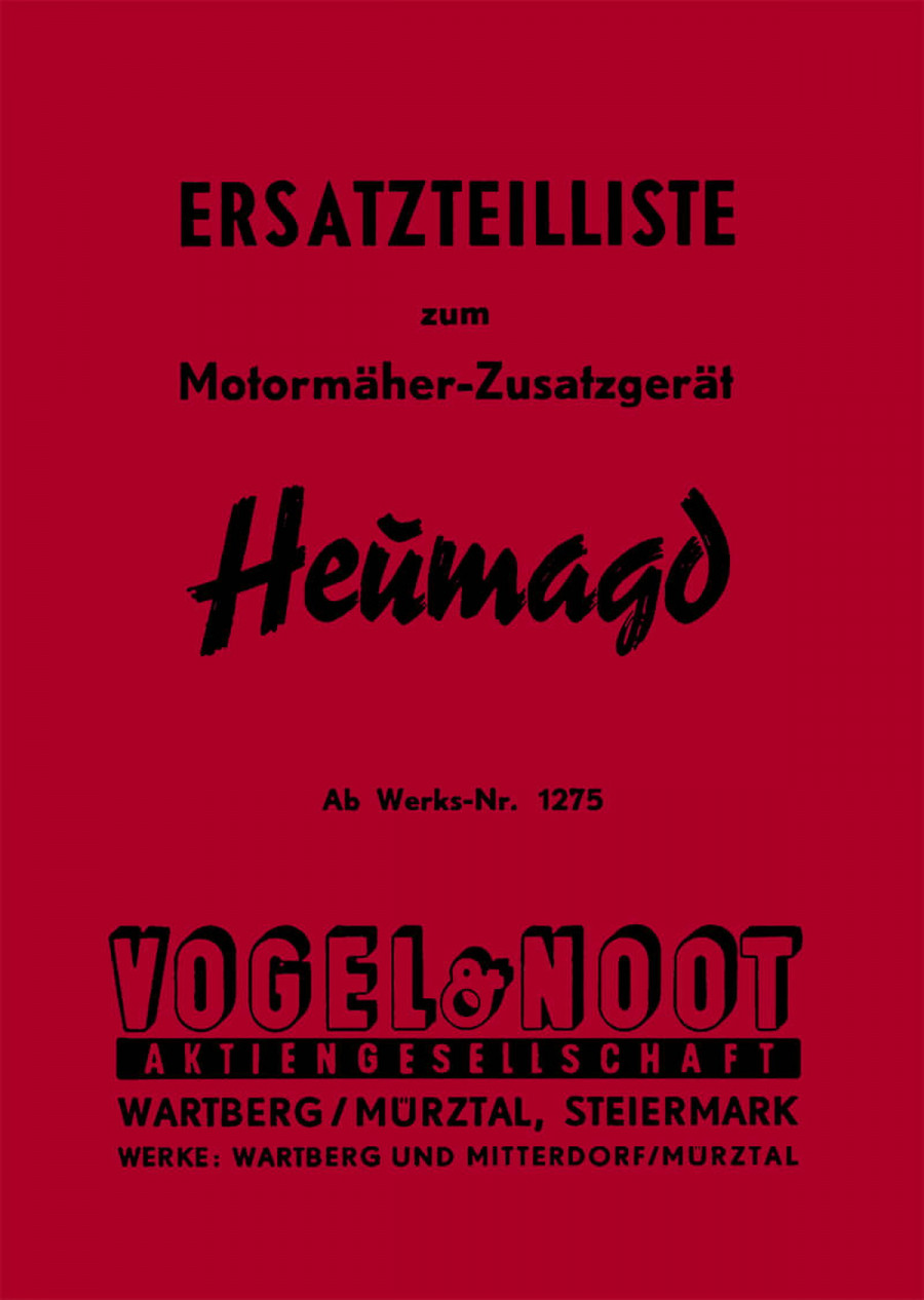 Vogel & Noot Heumagd (Motormäher-Zusatzgerät) Heuwender, Ersatzteilliste