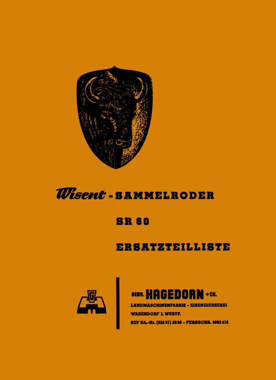 Hagedorn Wisent SR 60 Sammelroder, Ersatzteilliste