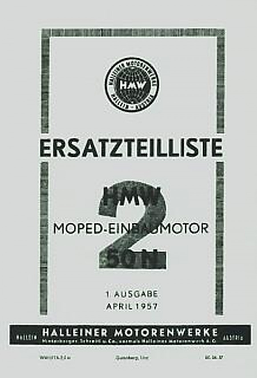 HMW Einbaumotor 50 N, Ersatzteilkatalog