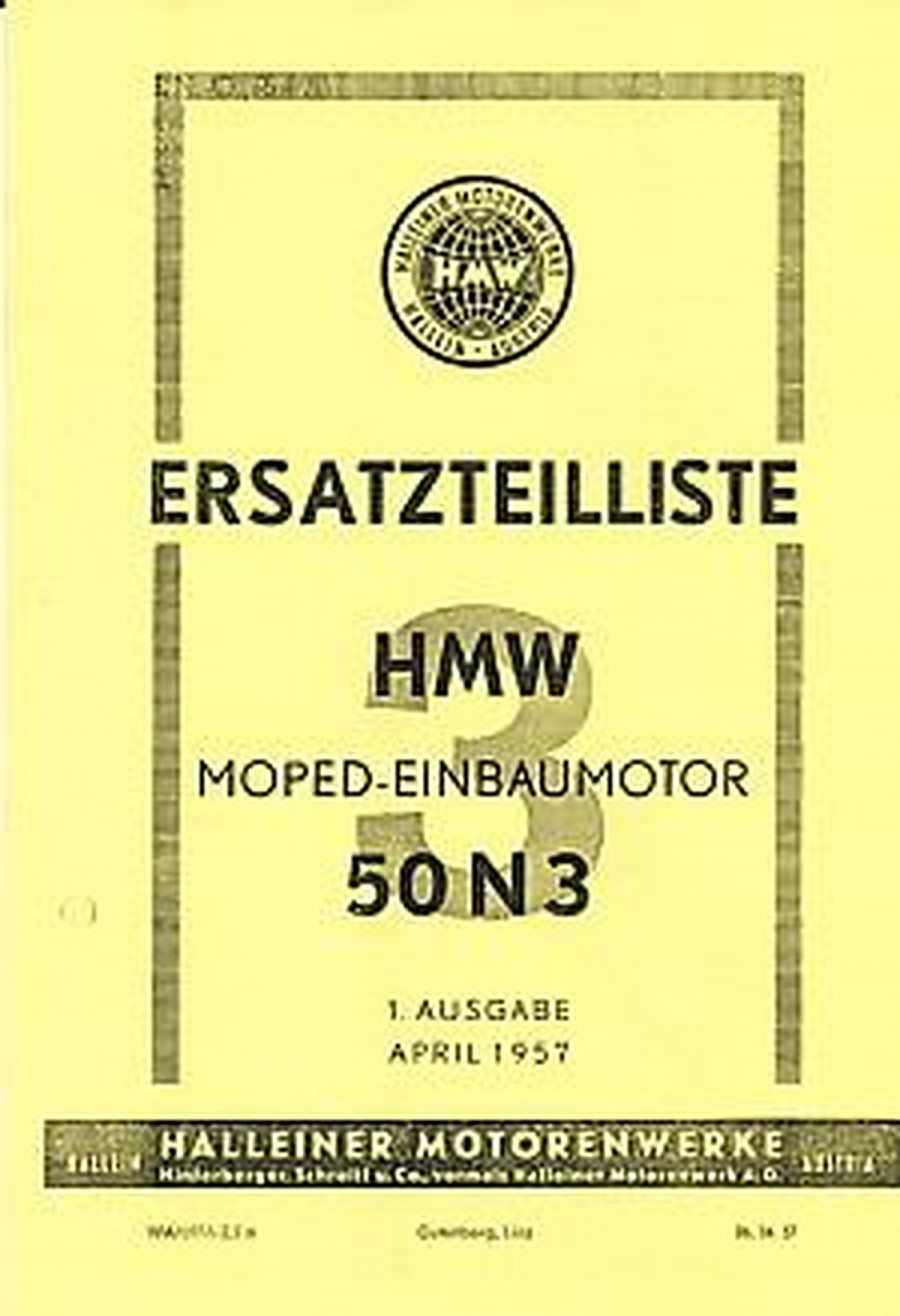 HMW 3-Gang-Einbaumotor 50 N 3 mit 2,2 PS, Ersatzteilkatalog