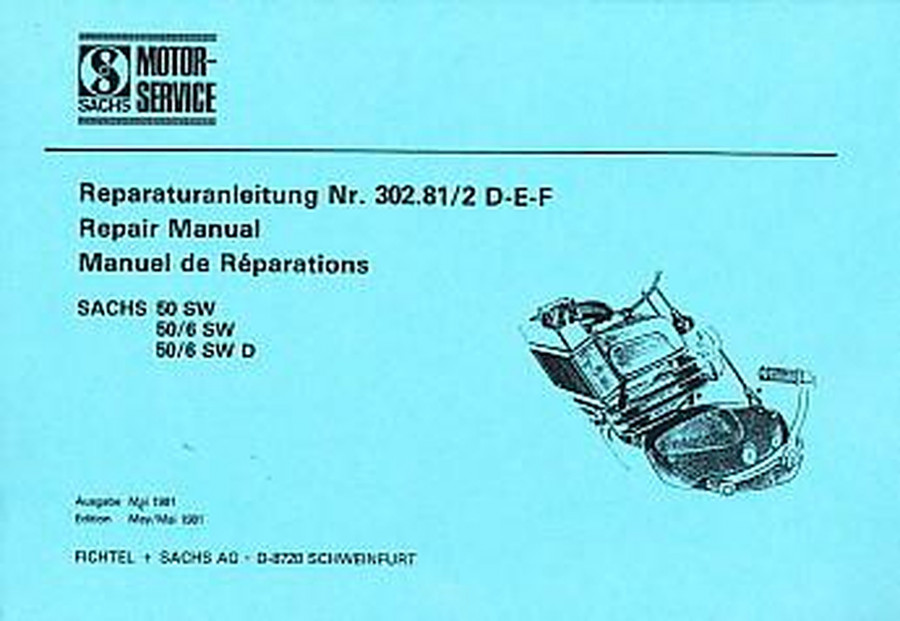 Sachs 50 SW, 5- und 6-Gang-Motor, wassergekühlt, Reparaturanleitung