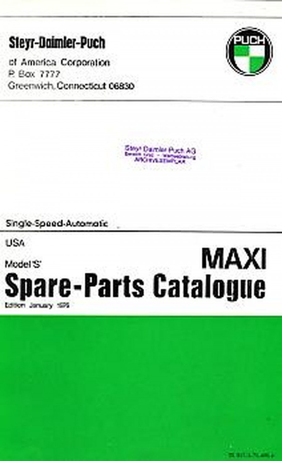 Puch Moped Maxi "S", Progress (USA), single-speed-automatic, spare-parts-catalogue