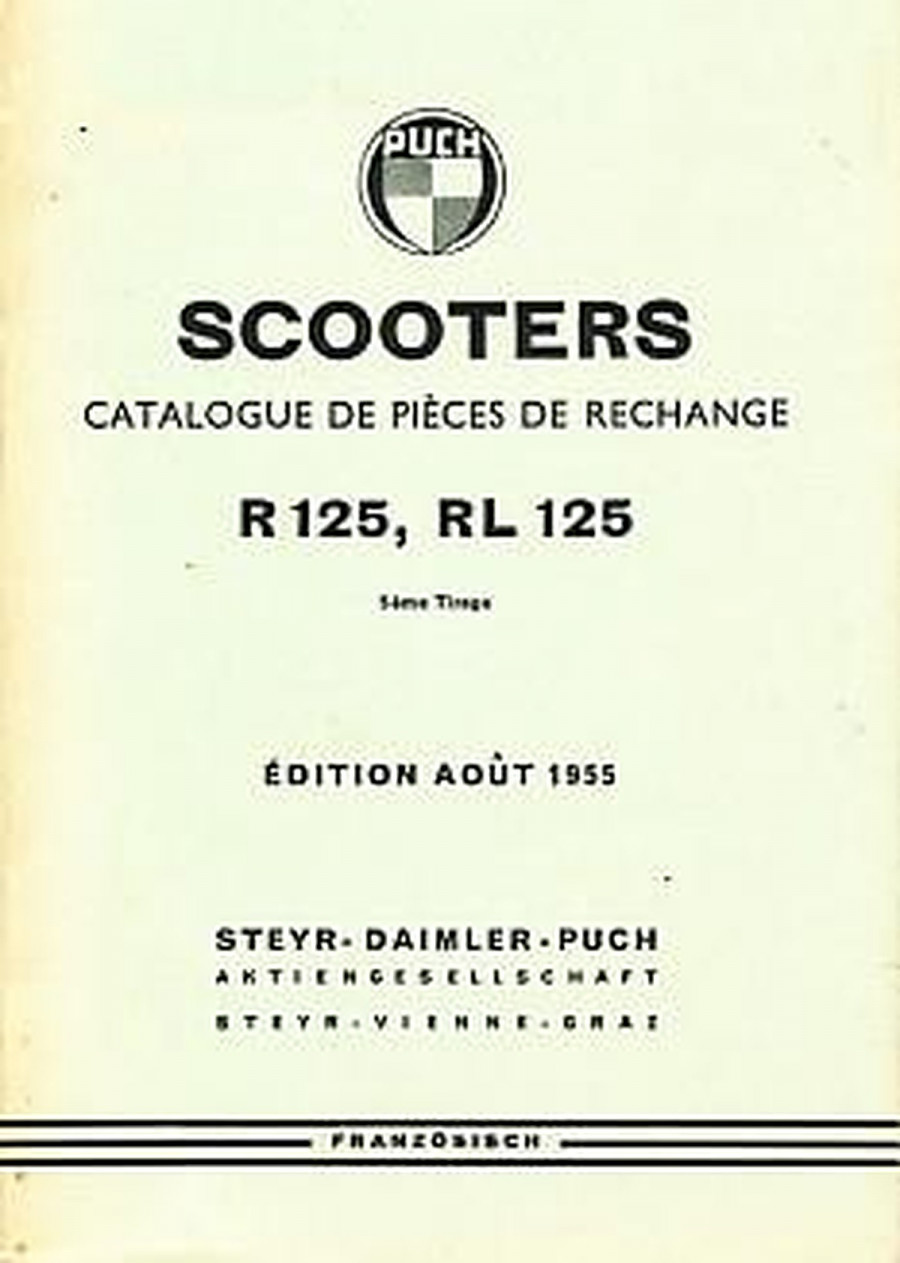 Puch Scooters R 125, RL 125, Catalogue de Pièces de Rechange