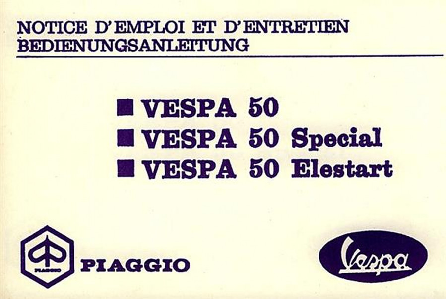 Vespa 50, 50 Spezial, 50 Elestart, Betriebsanleitung