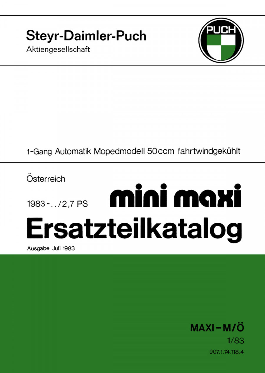 Puch Mini Maxi, 1-Gang-Automatik, Ersatzteilkatalog
