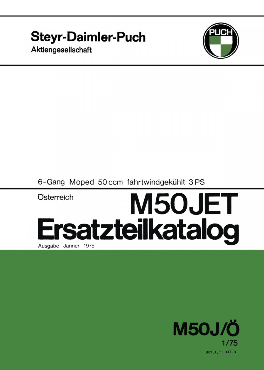 Puch M 50 Jet, 3 PS, 6-Gang, fahrtwindgekühlt, Ersatzteilkatalog