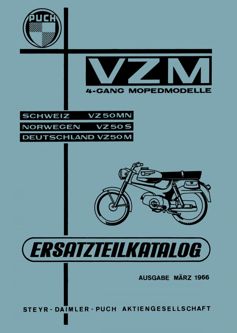 Puch VZ 50 M, S, MN (Deutschland, Schweiz, Norwegen) Ersatzteilkatalog