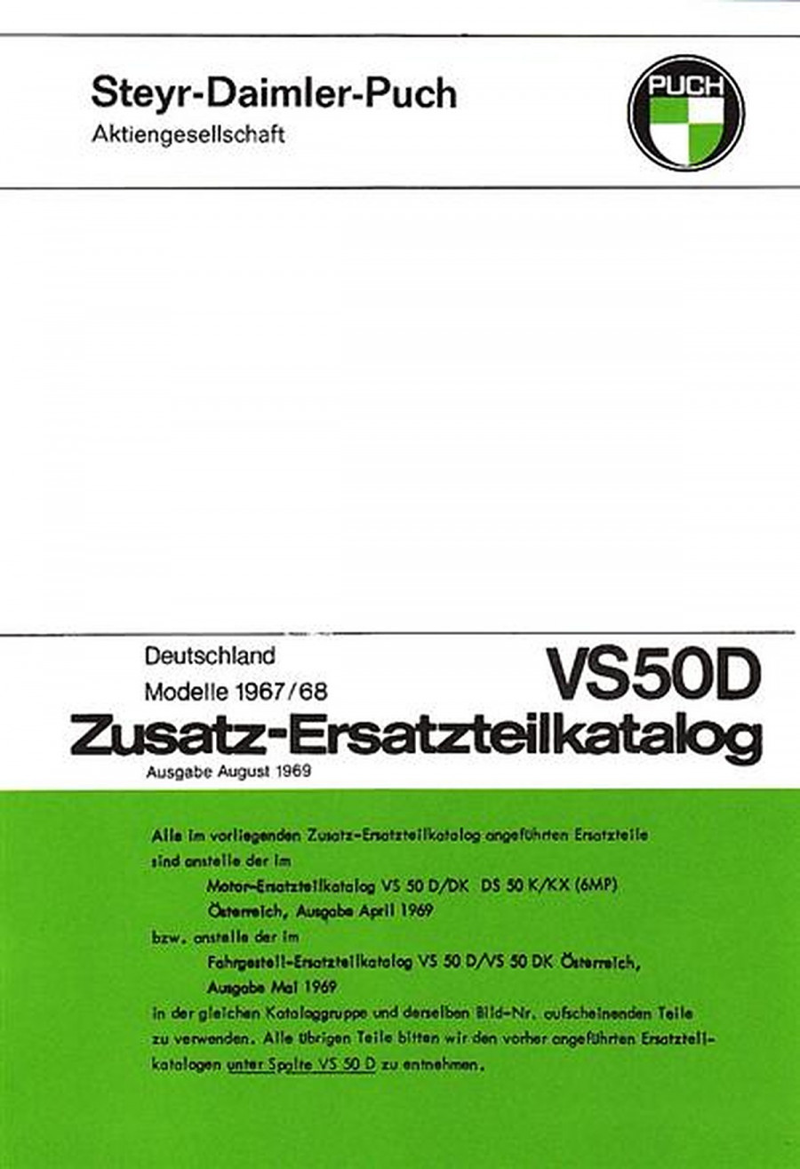 Puch VS 50 D, Zusatz-Ersatzteilkatalog