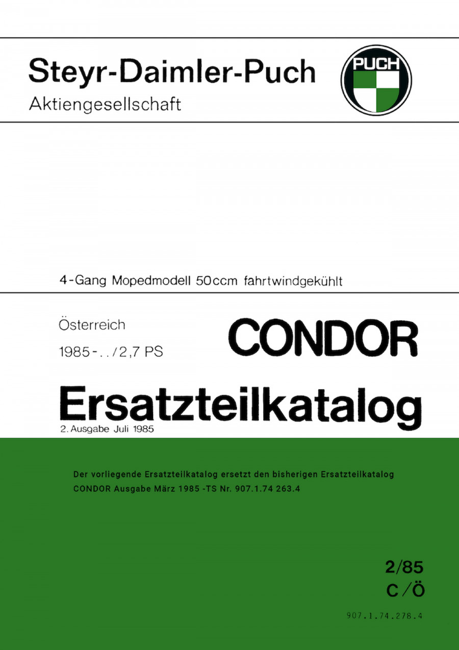Puch Condor 2,7 PS,  Ersatzteilkatalog