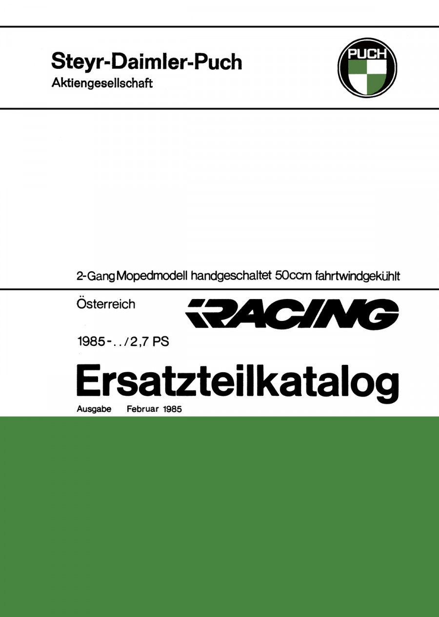 Puch Racing 50 ccm, Ersatzteilkatalog