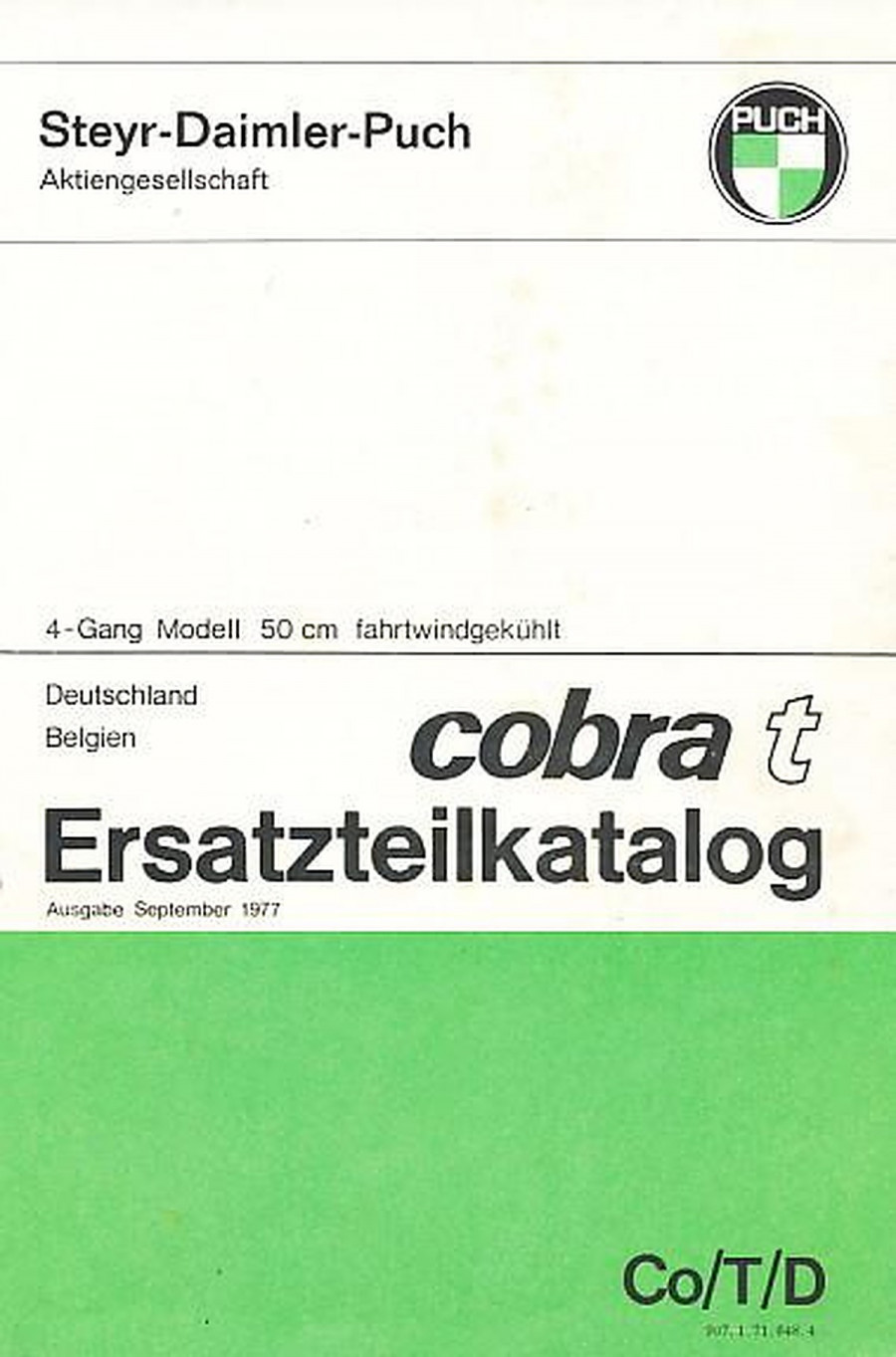 Puch Cobra T, 4-Gang, Enduromodell (Deutschland, Belgien) Ersatzteilkatalog
