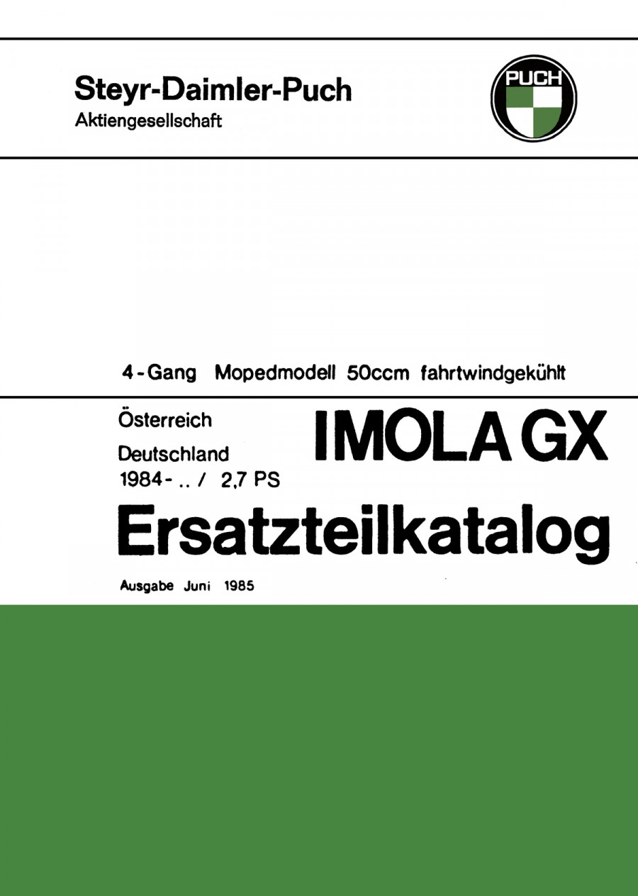 Puch Imola Standard / GX (Deutschland) Ersatzteilkatalog