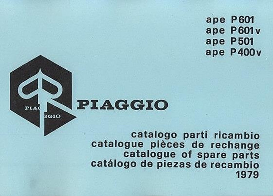 Vespa APE P 601, 601 v, P 501, 501 v, Ersatzteilkatalog